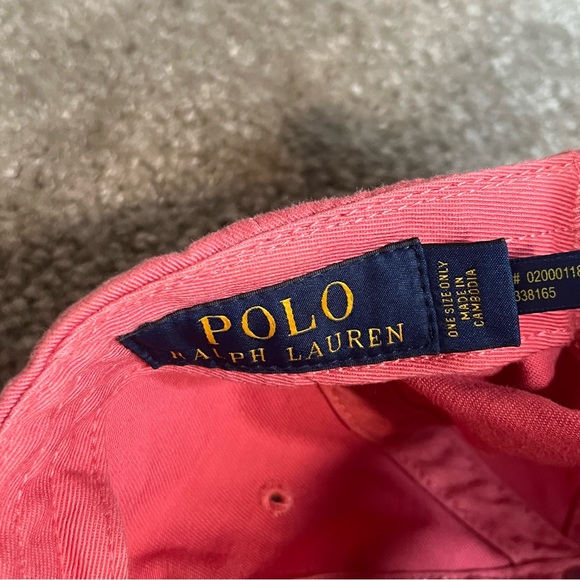 Polo Ralph Lauren Baseball Hat Cap Logo Pony Adjustable Strap Pink One Size - Picture 7 of 7